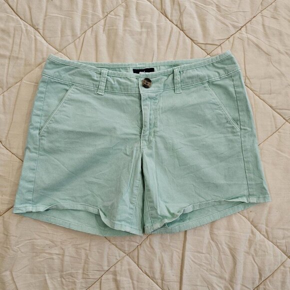 American Eagle Outfitters Midi Stretch Denim Shorts Women's 6 S (Teal/Green) - Picture 1 of 8
